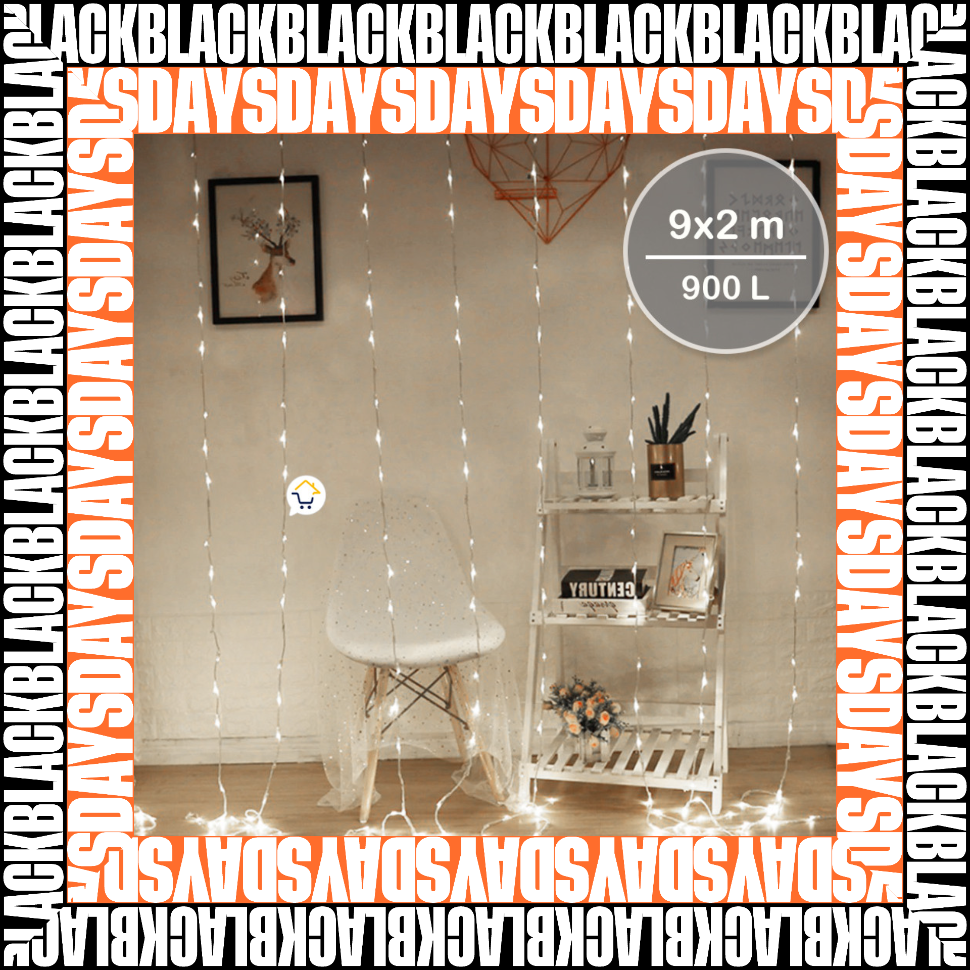 Luz Cascada 9X2M 900L 2025 Black Days